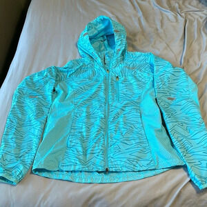 Avalanche outdoors weather sheld running rain and wind jacket aqua blue sz small
